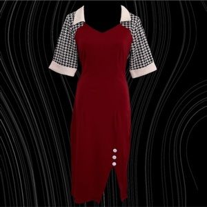 vintage 90's houndstooth colorblock pencil dress